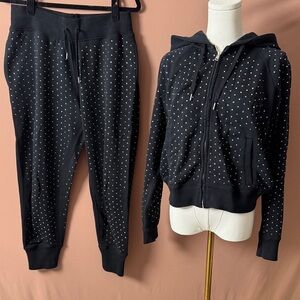 Ralph Lauren Black Jogger Set with rhinestones